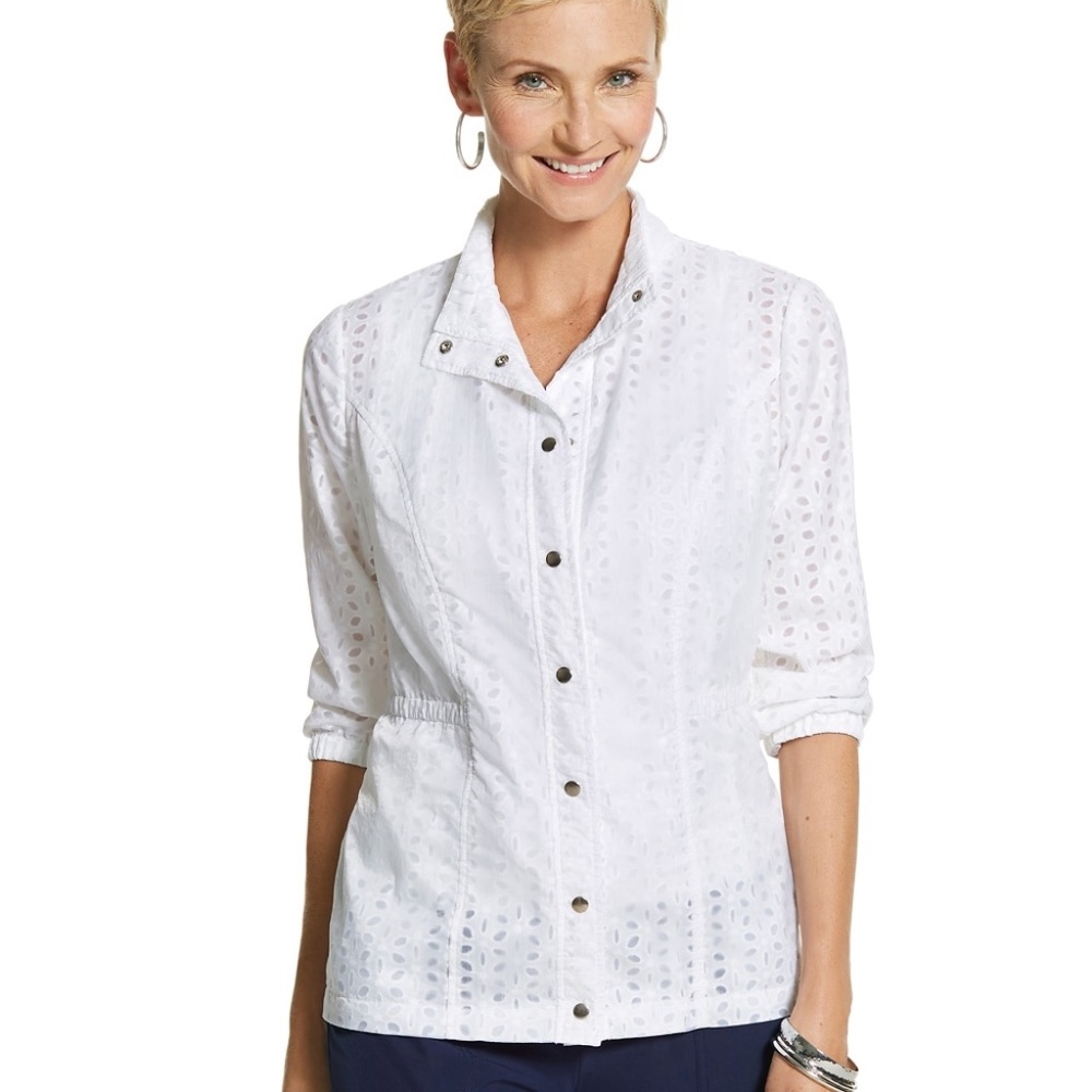 *SET* Chico's Zenergy Collection White Eyelet Jacket & Tank - Sz XL (Chico's 3) - Picture 11 of 13